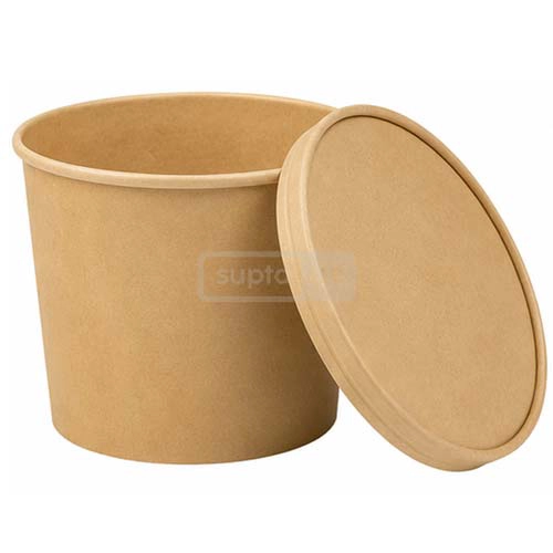 Kraft Paper Container Round with Lid 16oz-450gr 1*100pcs